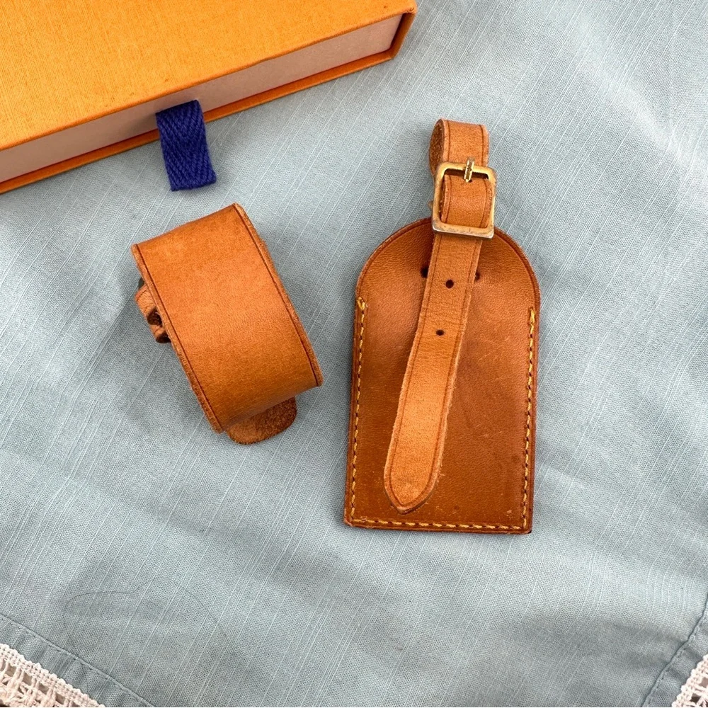 AUTHENTIC Vachetta Leather Luggage tag and loop
